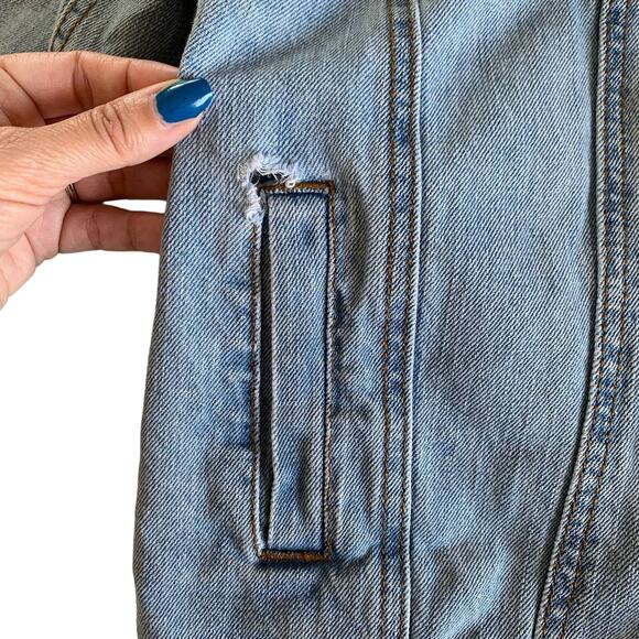 Via Penny Lane Reworked Apparel | Pink Floyd Custom Distressed Denim Jacket - Picture 5 of 10